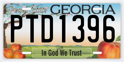 GA license plate PTD1396