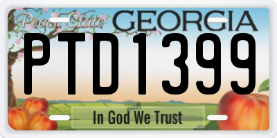 GA license plate PTD1399