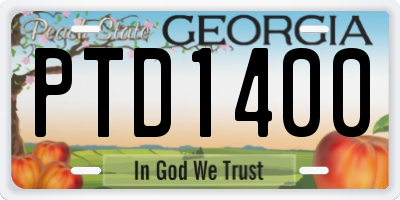 GA license plate PTD1400