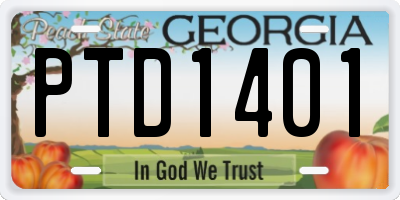 GA license plate PTD1401