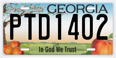 GA license plate PTD1402