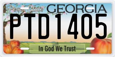 GA license plate PTD1405