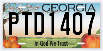 GA license plate PTD1407