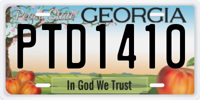 GA license plate PTD1410