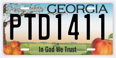 GA license plate PTD1411