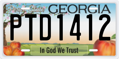 GA license plate PTD1412