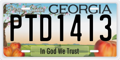 GA license plate PTD1413