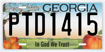 GA license plate PTD1415