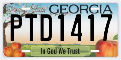GA license plate PTD1417