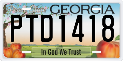 GA license plate PTD1418