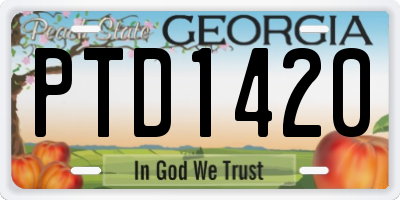 GA license plate PTD1420