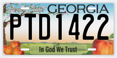 GA license plate PTD1422