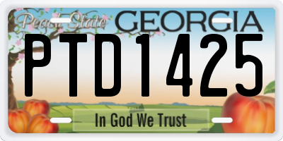 GA license plate PTD1425