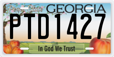 GA license plate PTD1427