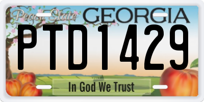 GA license plate PTD1429