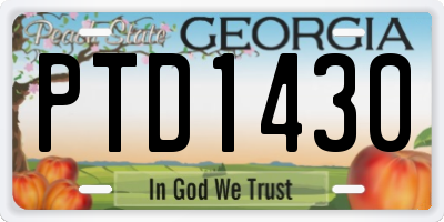 GA license plate PTD1430