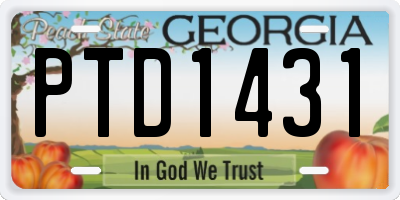 GA license plate PTD1431