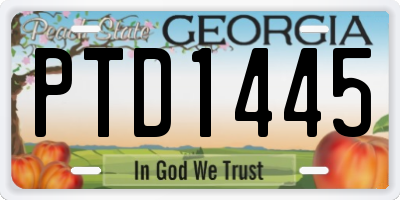 GA license plate PTD1445