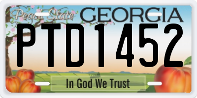 GA license plate PTD1452