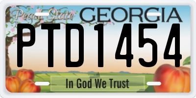 GA license plate PTD1454