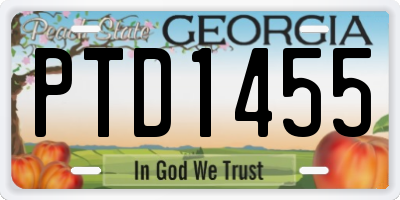 GA license plate PTD1455