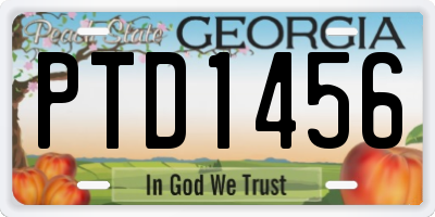 GA license plate PTD1456
