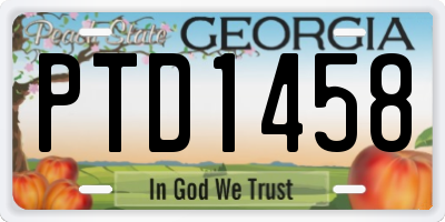 GA license plate PTD1458