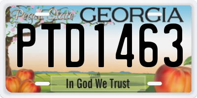 GA license plate PTD1463