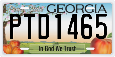 GA license plate PTD1465