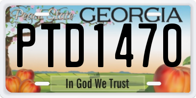 GA license plate PTD1470