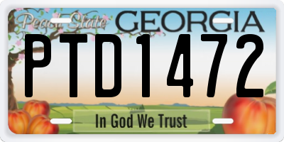 GA license plate PTD1472
