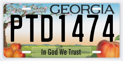 GA license plate PTD1474