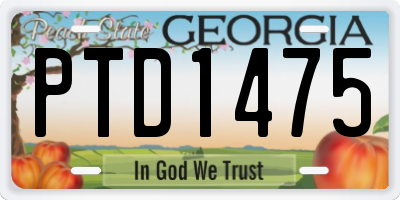 GA license plate PTD1475