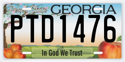 GA license plate PTD1476