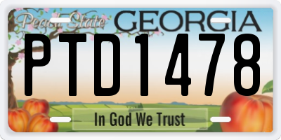 GA license plate PTD1478
