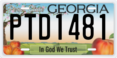 GA license plate PTD1481