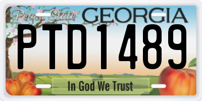 GA license plate PTD1489