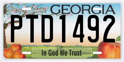 GA license plate PTD1492