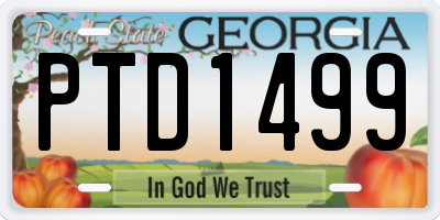 GA license plate PTD1499