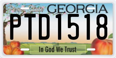 GA license plate PTD1518