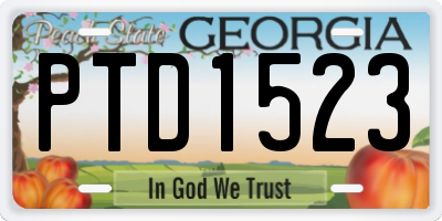 GA license plate PTD1523
