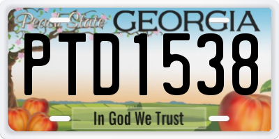 GA license plate PTD1538