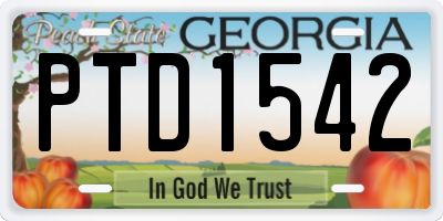 GA license plate PTD1542