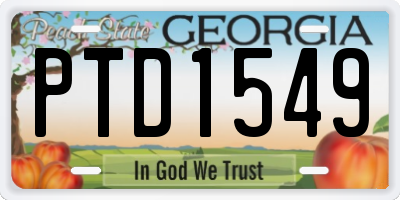 GA license plate PTD1549
