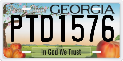 GA license plate PTD1576