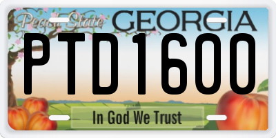 GA license plate PTD1600