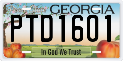 GA license plate PTD1601