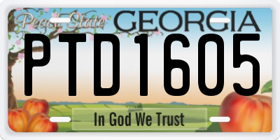 GA license plate PTD1605
