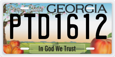 GA license plate PTD1612