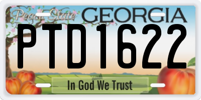 GA license plate PTD1622